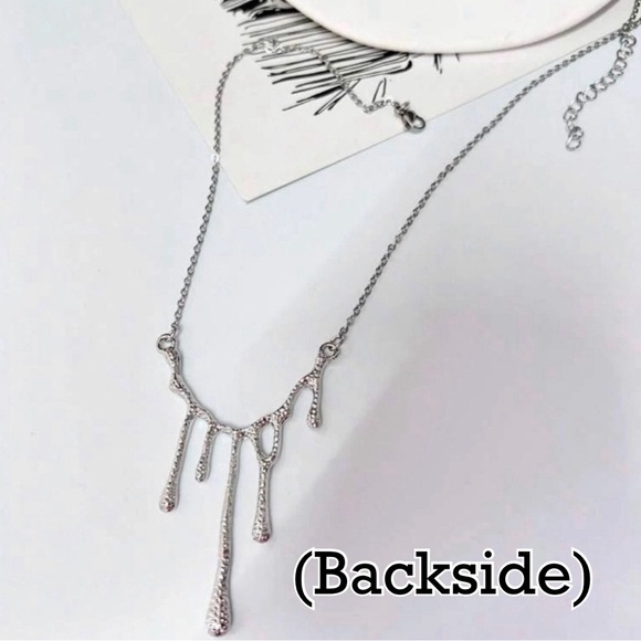 Melting Metal Dripping Droplet Blood Liquid Water Goth Edgy Vamp Two Way Pendant - Picture 15 of 16